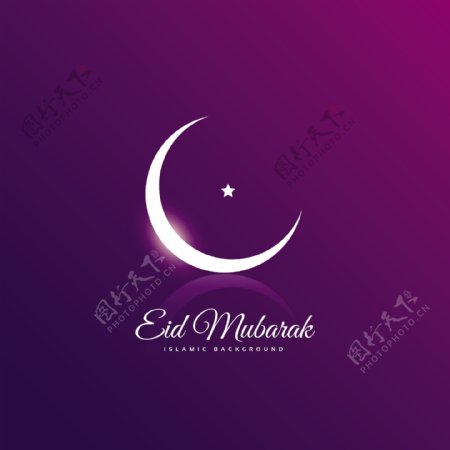 简洁新月星星标志EID穆巴拉克设计背景