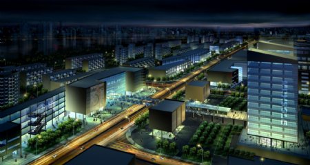 城市商业中心夜景图片