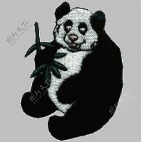 绣花动物熊猫国宝植物免费素材