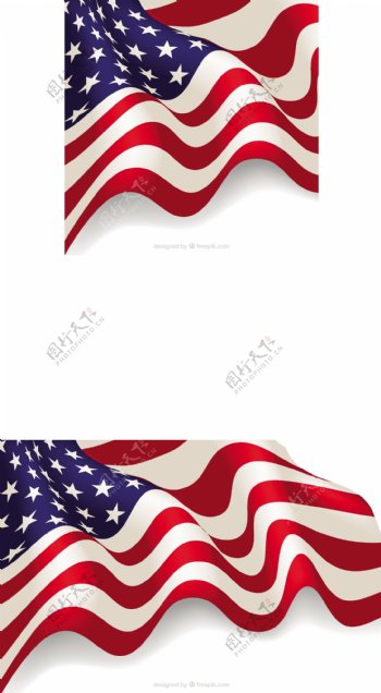 写实风格波状美国国旗矢量素材