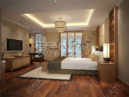 中式卧室模型室内装饰设计