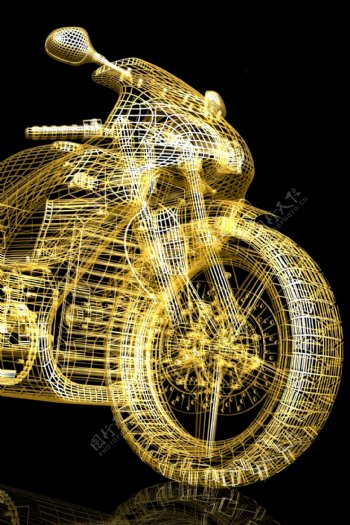 黄色科技摩托车图片