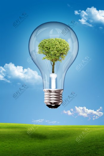 绿色环保灯泡高清图片素材