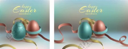 复活节彩蛋和丝带的现实背景