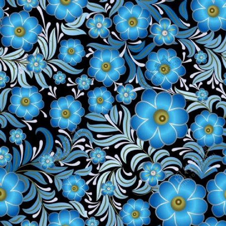 蓝色花朵背景素材