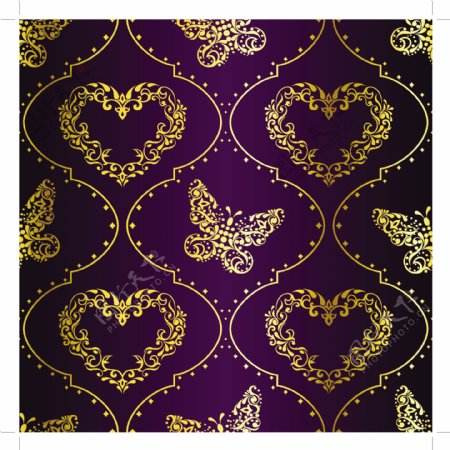 装饰的金色和紫色的壁纸