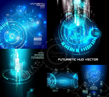 蓝色未来科幻风背景主题矢量素材V5