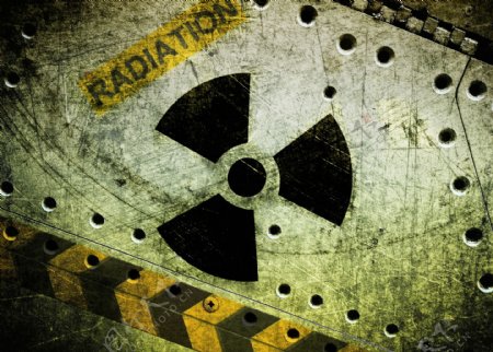 放射性物品标志与金属背景