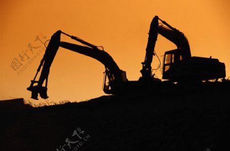 工业生产挖土机摄影图片