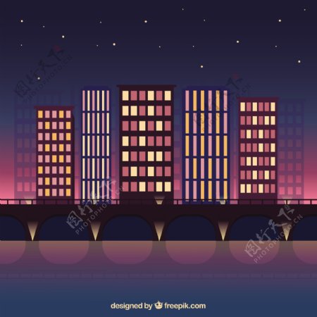 夜现代城市背景
