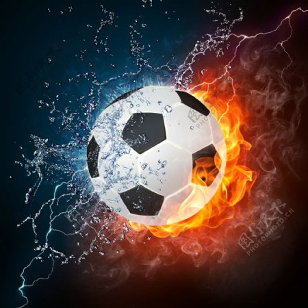 水火中的足球火焰水滴水珠