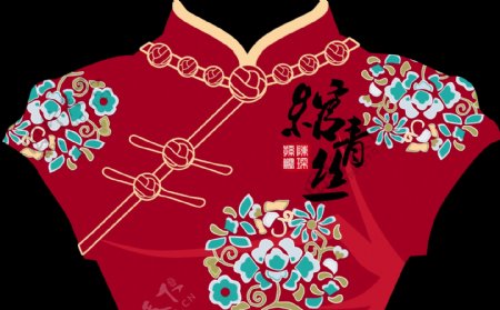 旗袍红色中国红古典