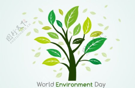 世界环境日绿树设计矢量素材