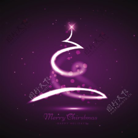 有紫色背景的创意圣诞树