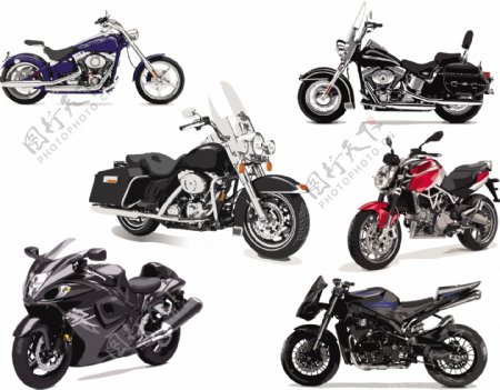 6款不同款式的摩托车设计矢量素材