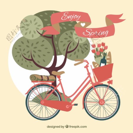 复古自行车的春天