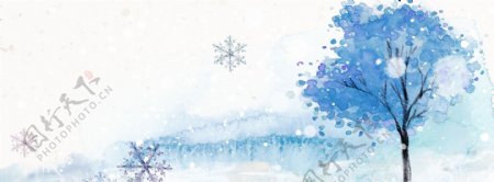 水墨花清新唯美背景banner