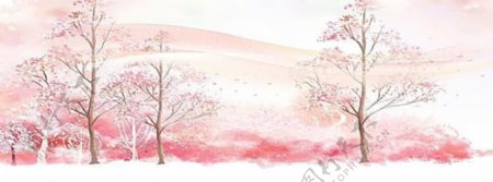 粉色树林唯美背景banner
