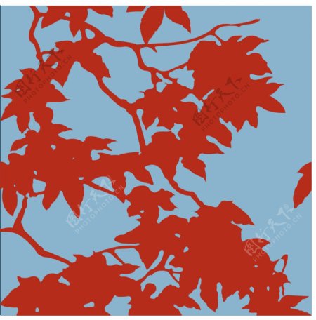 红色树叶纹理图