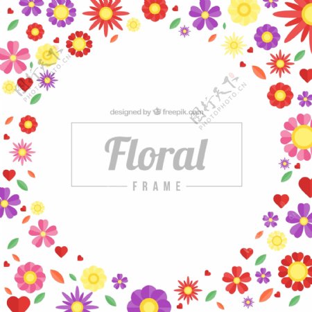 彩色花卉花框背景