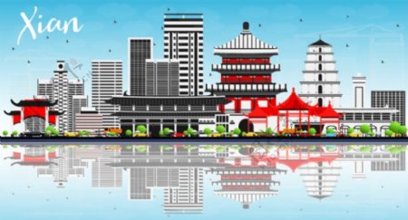 创意日本旅行建筑插画