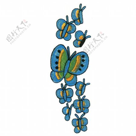绣花动物昆虫色彩蓝色免费素材