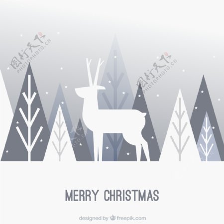 鹿树平面设计圣诞背景