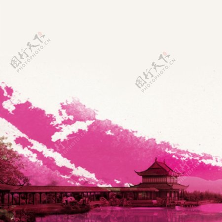 中国风紫色水墨背景