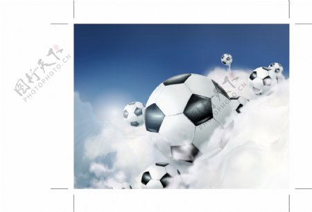 动感云端足球背景矢量素材图片