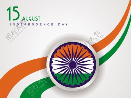 在白色的孤立波的共和国日和独立日印度的三色旗的背景矢量插图