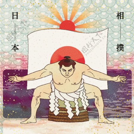 日本相扑队员背景素材