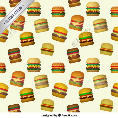 卡通各种汉堡快餐背景