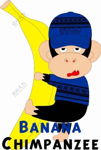 抱着香蕉的黑色猩猩