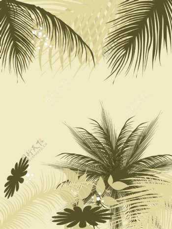 棕榈叶的背景与日常的插图