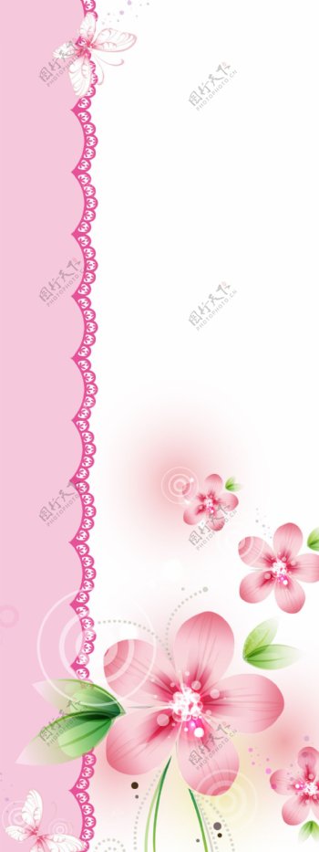 精美粉红色花朵展板背景