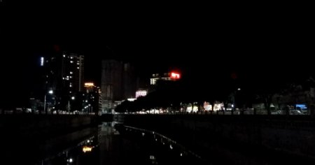 广宁南街河涌夜景延时摄影