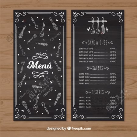 复古餐厅菜单带草图