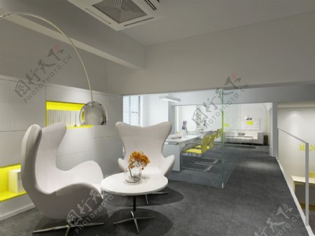 现代简欧风格办公室会客室装修效果图