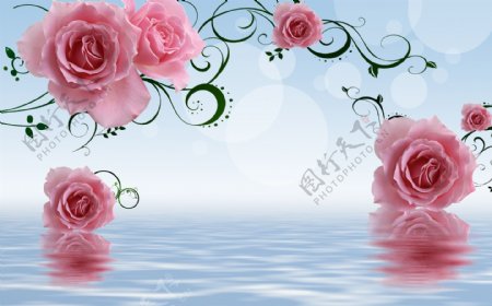 粉玫瑰玉石瓷砖背景墙