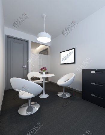 现代简约小型会议室办公室工装效果图