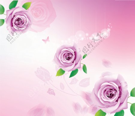 粉色玫瑰花朵移门装饰