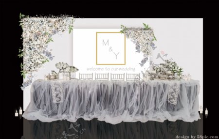 室内设计灰色婚礼甜品区psd效果图