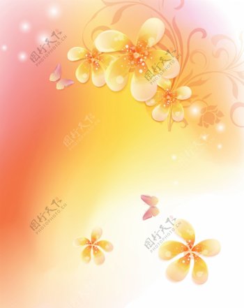 中式创意渲染日光花朵移门画