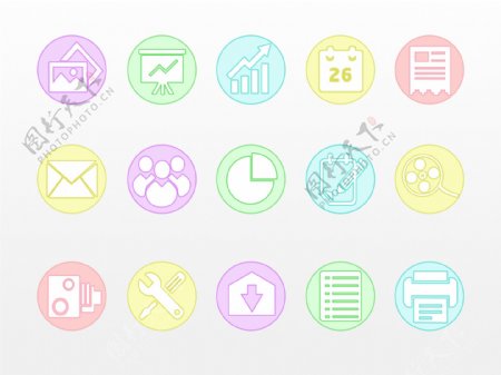 彩色网页UI扁平icon图标素材