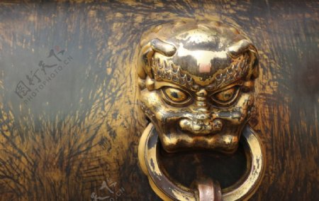 中式铜缸装饰狮头
