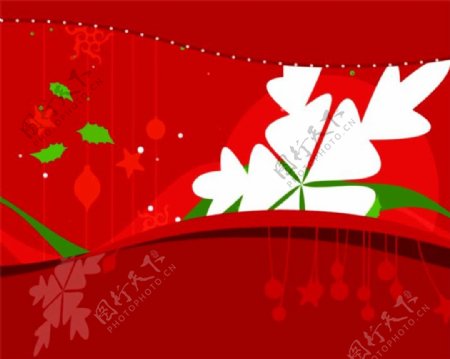 浪漫红色圣诞装饰背景素材