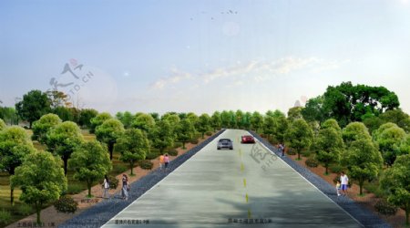 公路绿化效果图PSD