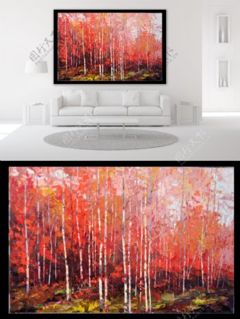 红树林彩绘油画风景植物装饰画