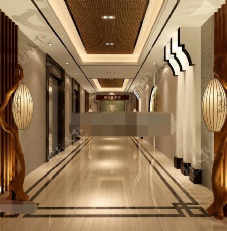 中式酒店走廊