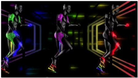 炫彩人体模型跑步视频素材